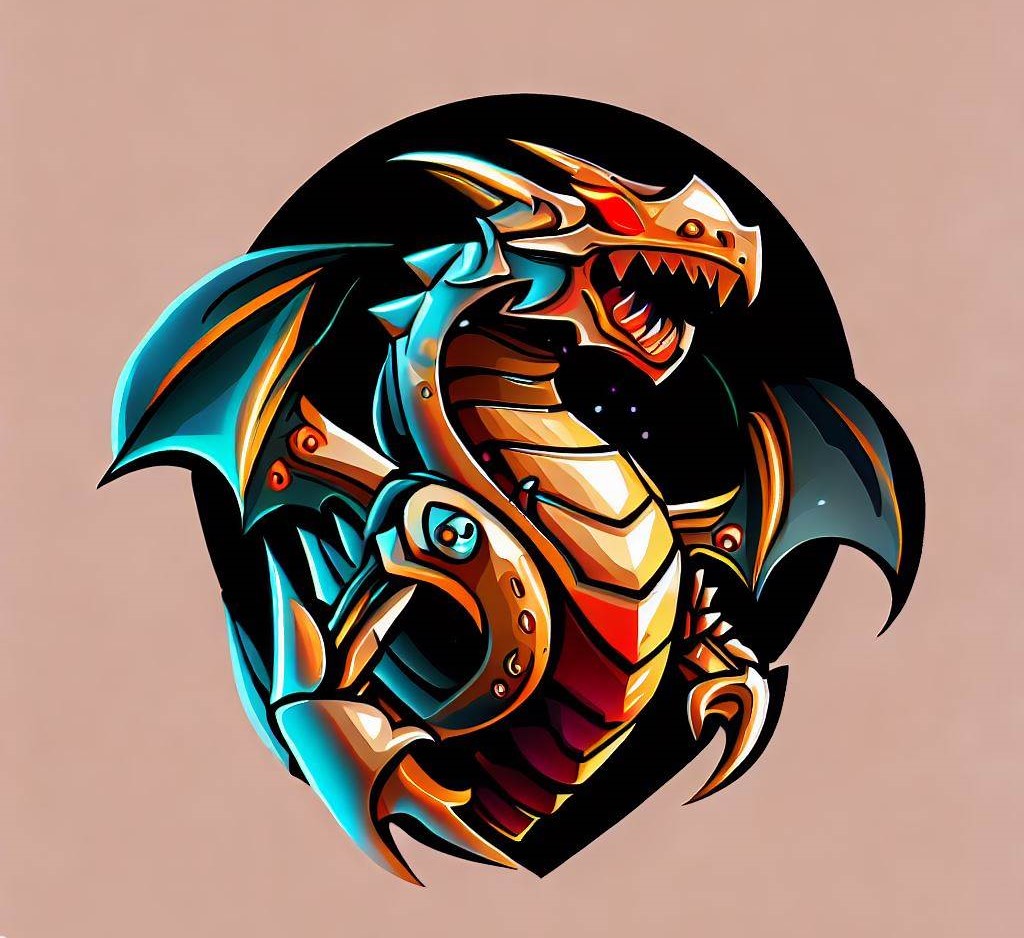 Dragon Mastermind Logo. Metallic looking dragon.